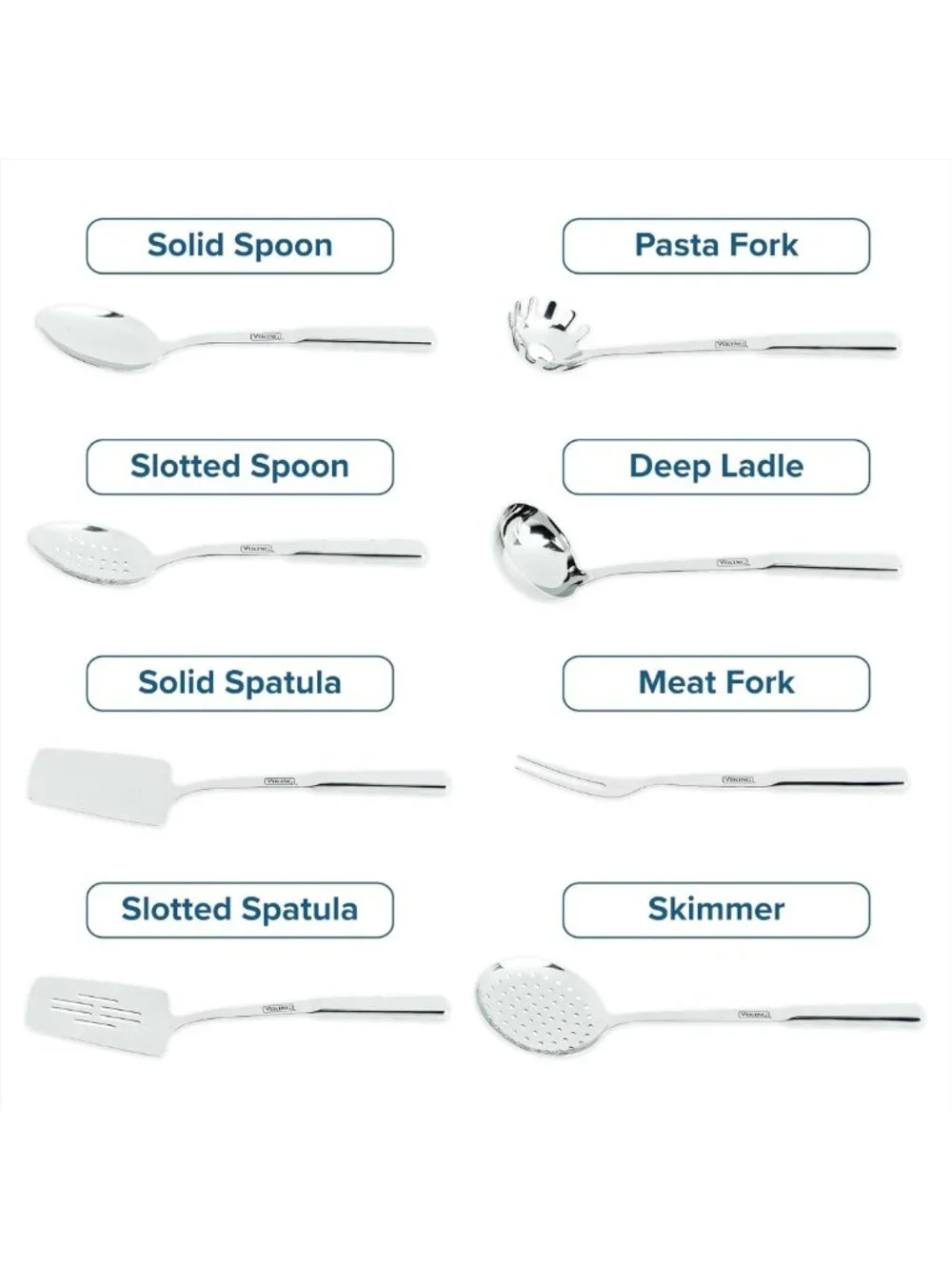 8-Piece Stainless Steel Cooking Utensil Set - Spatulas, Spoons, Ladle & More!